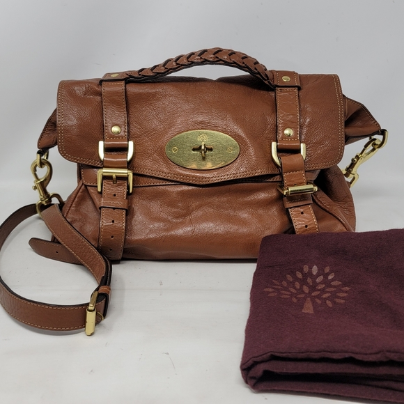 Mulberry Handbags - Mulberry Alexa Oak Soft Buffalo Leather Medium Satchel Shoulder Hand Bag